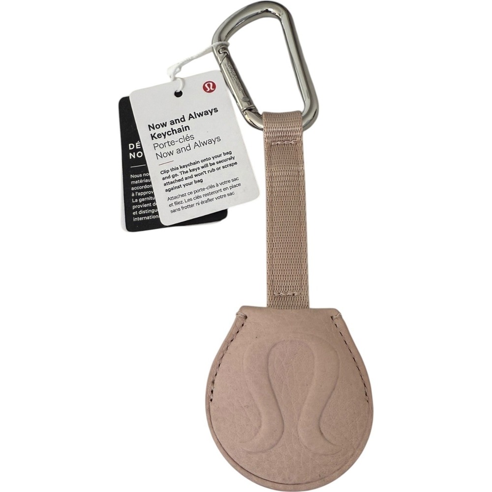 NEW Lululemon Leather Now and Always Keychain Light Pink Clip Bag Accessory
